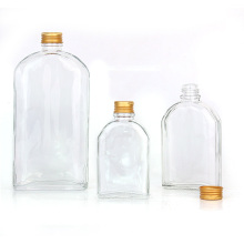 Hot selling flat clear 250ml cold brew coffee glass bottles with aluminum screw cap